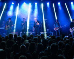 Gérard Lanvin (vocals), Manu Lanvin (guitar, vocals), Mike Lattrell (keyboards), Pascal Bako Mikaelian (harmonica), Jimmy Montout (drums), Nicolas Bellanger (bass), Nicolas Bonnière (guitar), Dominique Larose (vocals), Mary Reynaud (vocals)..Gérard et Manu Lanvin @ Festiverbant, Festival Rock Compesières (Geneva), Switzerland, 20.08.2022.(c) Christophe Losberger