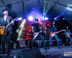Manu Lanvin (guitar, vocals), Arthur (58 Shots), Alex (Riff Shot), Nicolas Bellanger (bass).Jam Manu Lanvin @ Festiverbant, Festival Rock Compesières (Geneva), Switzerland, 20.08.2022.(c) Christophe Losberger