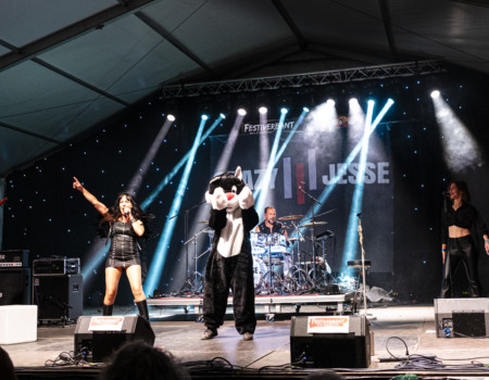 Jesse (vocals), Cédric (bass), Nico (drums), Marion (vocals).Crazy Jesse @ Festiverbant, Festival Rock Compesières (Geneva), Switzerland, 23.8.2025.(c) Christophe Losberger