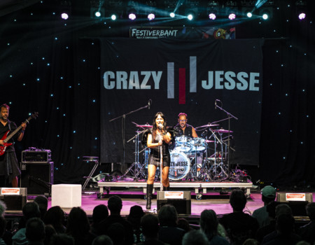 Jesse (vocals), Cédric (bass), Nico (drums), Marion (vocals).Crazy Jesse @ Festiverbant, Festival Rock Compesières (Geneva), Switzerland, 23.8.2025.(c) Christophe Losberger