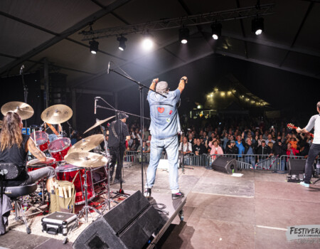 André Schmid (vocals), Stéphane Monbaron (guitar, vocals), Alain Bays (bass, vocals), Kriss « Pof » Richards (drums), Renato Dani (guitar).Electric Paradise @ Festiverbant, Festival Rock Compesières (Geneva), Switzerland, 22.8.2025..(c) Christophe Losberger