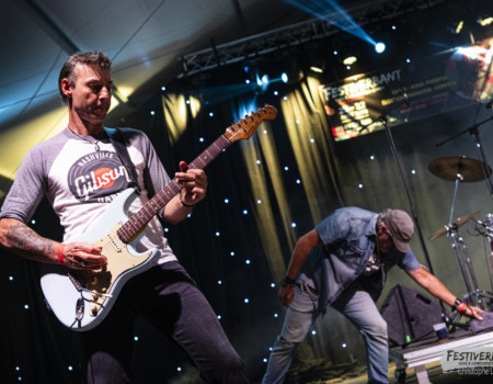Stéphane Monbaron (guitar, vocals), André Schmid (vocals).Electric Paradise @ Festiverbant, Festival Rock Compesières (Geneva), Switzerland, 22.8.2025..(c) Christophe Losberger