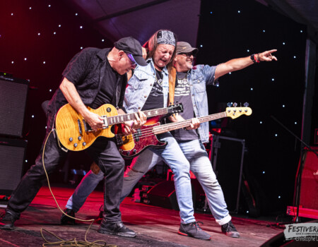 André Schmid (vocals), Alain Bays (bass, vocals), Renato Dani (guitar).Electric Paradise @ Festiverbant, Festival Rock Compesières (Geneva), Switzerland, 22.8.2025..(c) Christophe Losberger