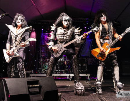 Pocky "The Demon" (bass, vocals), Sturmann Pál "Spaceman" (guitar), Radek "Catman" Sikl (drums), Váry "Starchild" Zoltán (guitar, vocals).Kiss Forever @ Festiverbant, Festival Rock Compesières (Geneva), Switzerland, 23.8.2025.(c) Christophe Losberger
