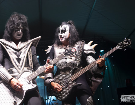 Pocky "The Demon" (bass, vocals), Sturmann Pál "Spaceman" (guitar).Kiss Forever @ Festiverbant, Festival Rock Compesières (Geneva), Switzerland, 23.8.2025.(c) Christophe Losberger