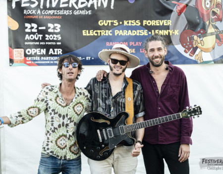 LeanWolf (guitar, vocals), Emilien Gindrat (drums), Romain Delorme (bass).Lean Wolf @ Festiverbant, Festival Rock Compesières (Geneva), Switzerland, 23.8.2025.(c) Christophe Losberger