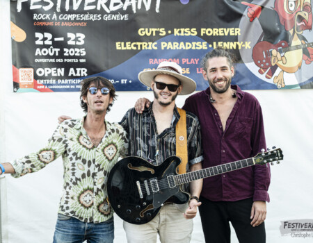 LeanWolf (guitar, vocals), Emilien Gindrat (drums), Romain Delorme (bass).Lean Wolf @ Festiverbant, Festival Rock Compesières (Geneva), Switzerland, 23.8.2025.(c) Christophe Losberger